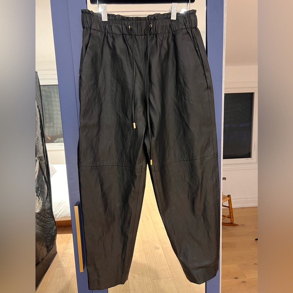 Zara faux leather elastic waist pants, size medium. Excellent condition.